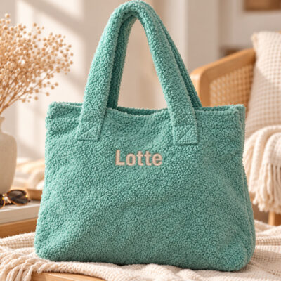 Teddy Shopper met naam - borduren - groen