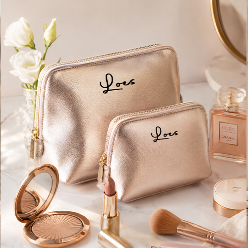 Luxe toilettas rose gold met naam