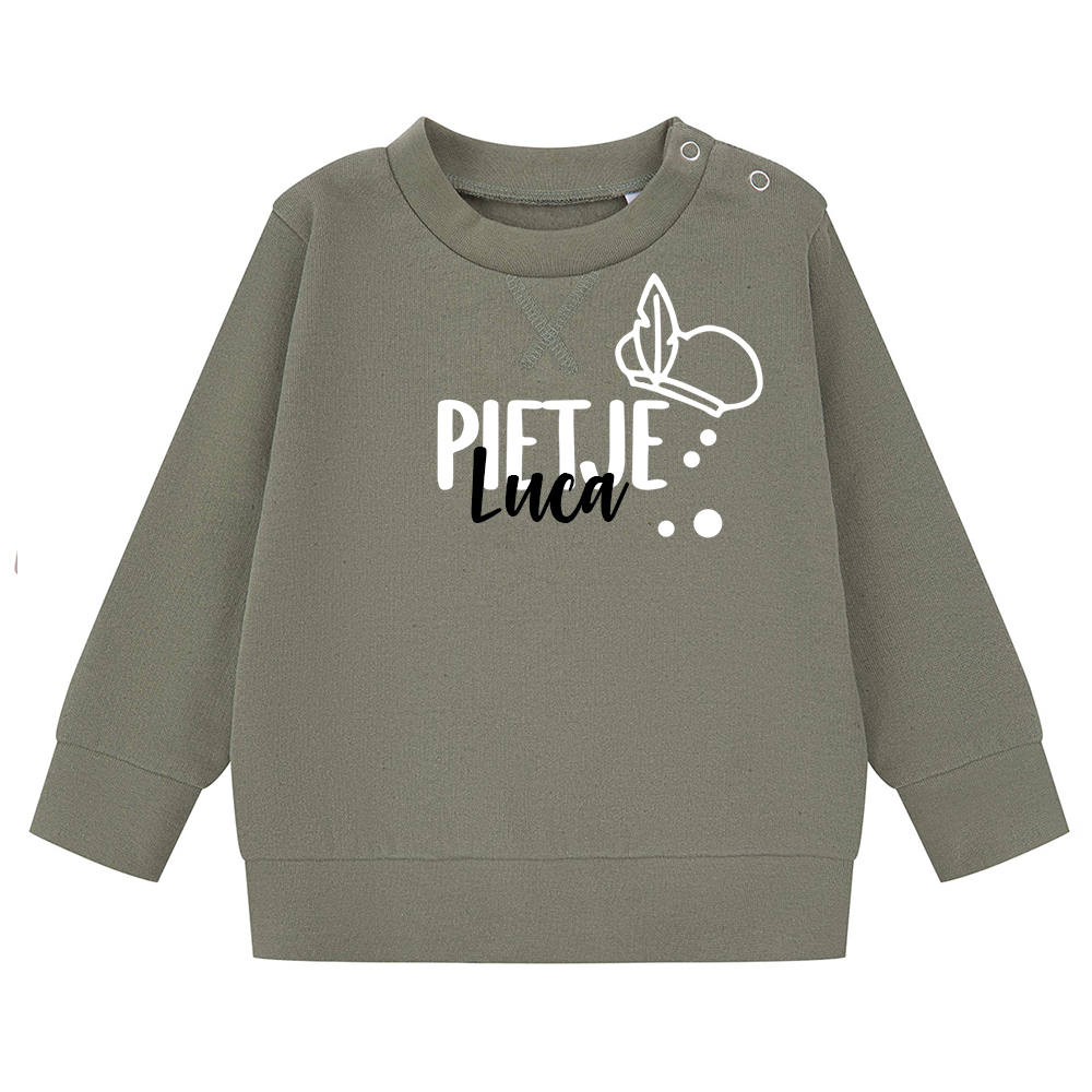 Sweater Piet met naam Kahki