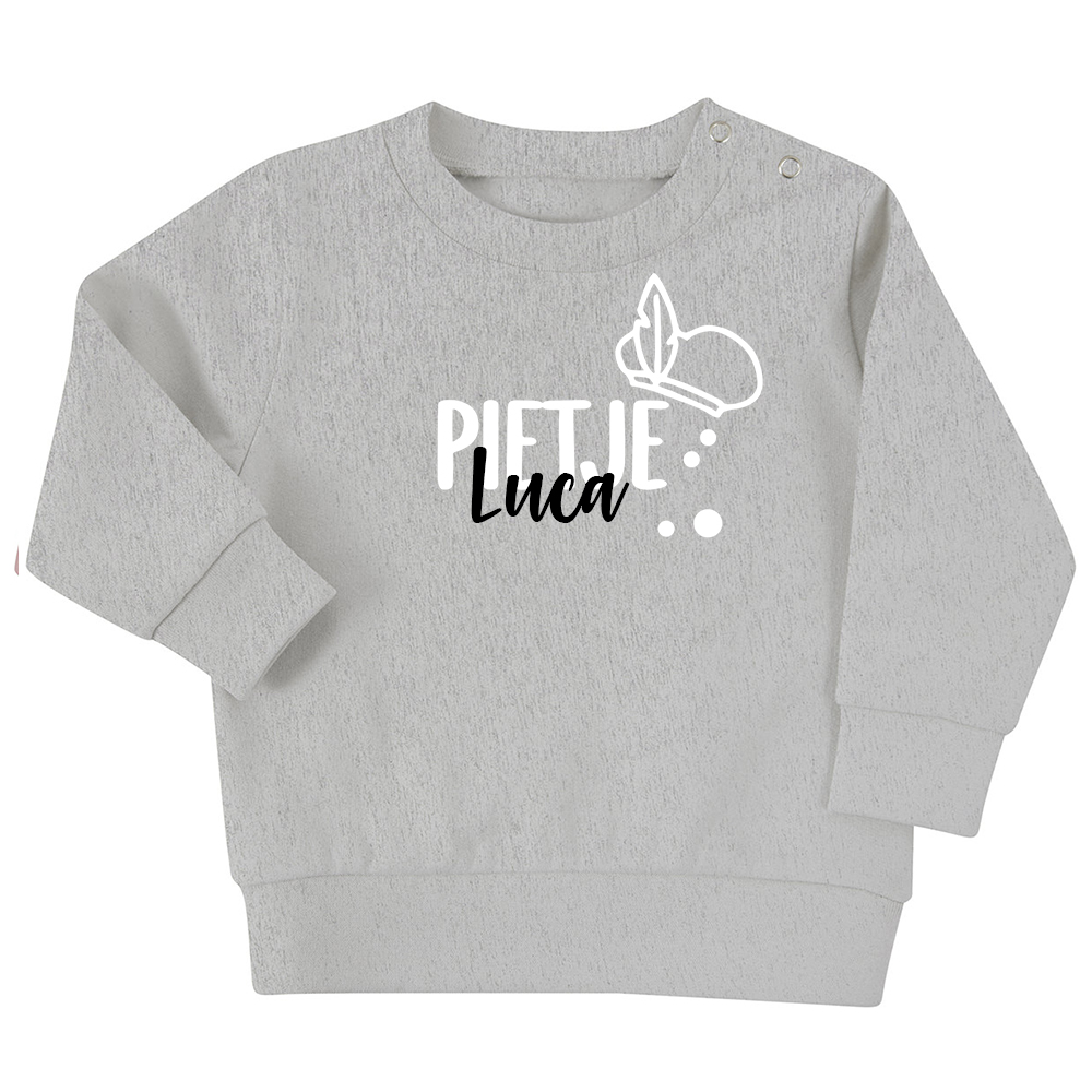 sweater Piet met naam heather grey