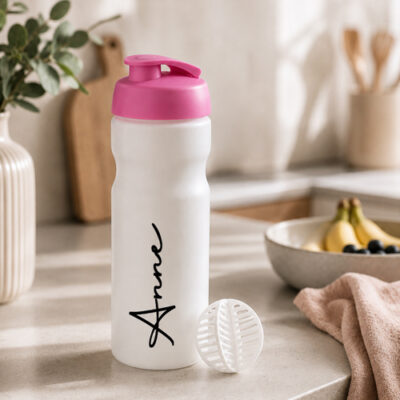 Shakebeker met naam - bedrukken - pink