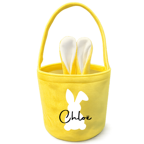 Mandje Geel - Witte oortjes met naam