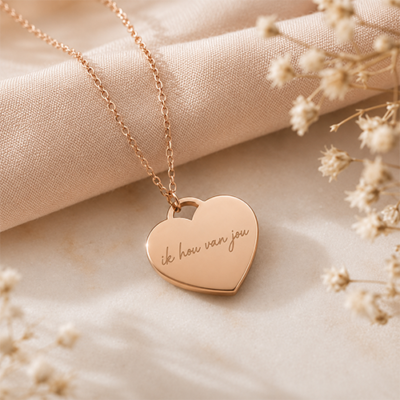 Ketting met harthanger en handgeschreven tekst - graveren - diverse soorten