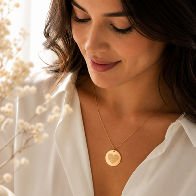Ketting met ronde hanger en vingerafdruk - graveren - diverse soorten