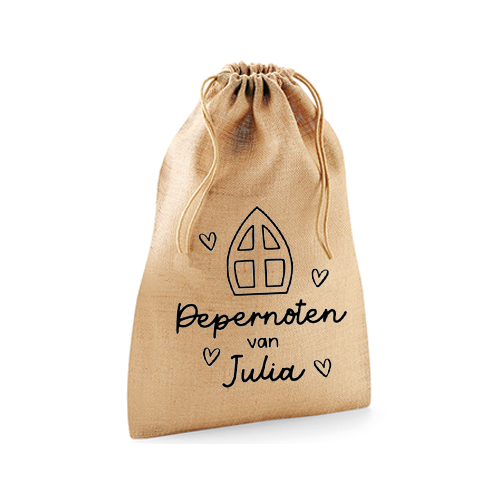 Pepernotenzakje 'Pepernoten van' met mijter en naam - bedrukken - diverse kleuren