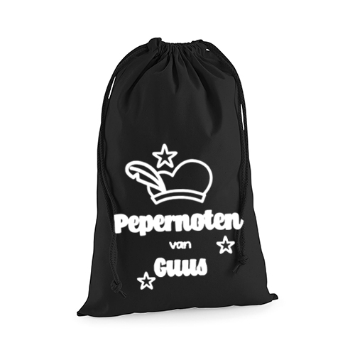 Pepernotenzakje 'Pepernoten van' met mutsje en naam - bedrukken - diverse kleuren